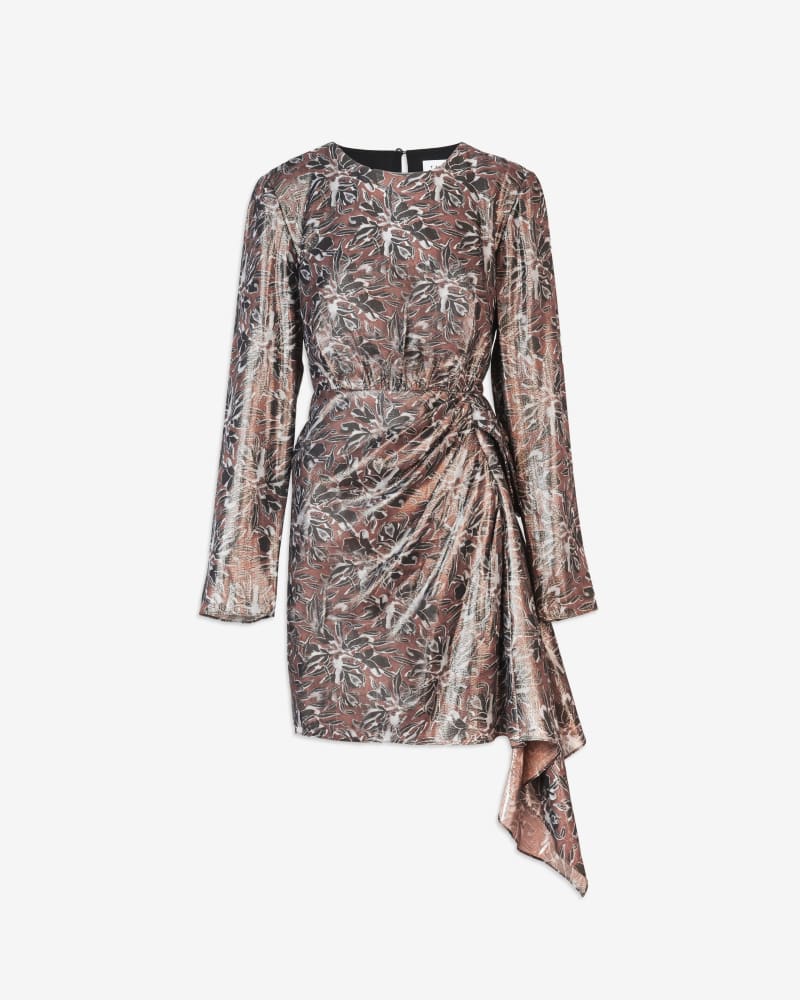 Front of a size 14 Magali Dress in Espresso Multi by Tanya Taylor. | dia_product_style_image_id:316696